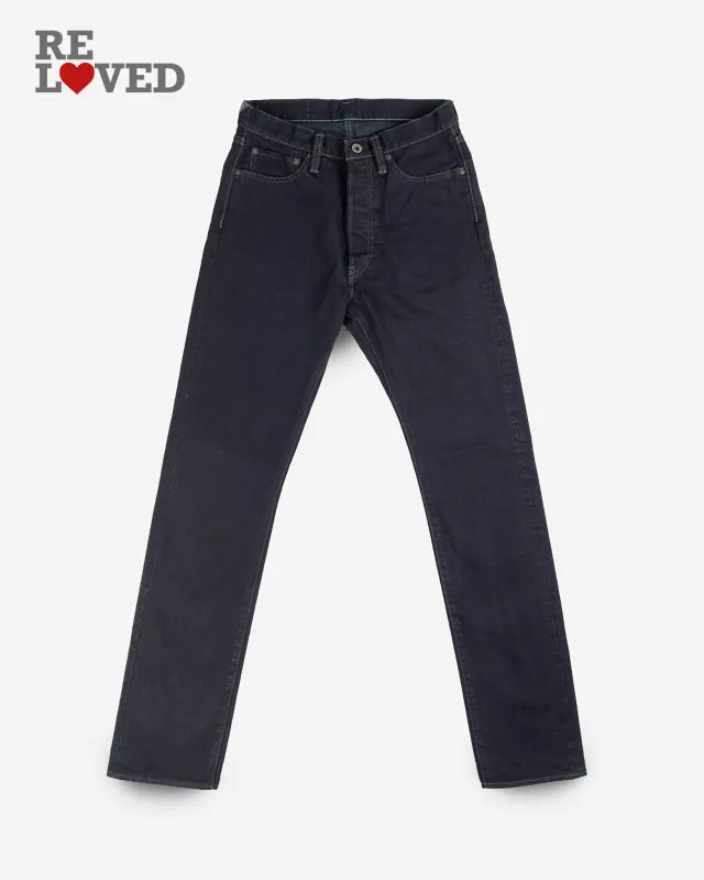 14oz Selvedge Denim Relaxed Tapered Cut Jeans - Indigo Overdyed Black (IH-888s-142od) Tag 31, Hemmed to 31.5" sold by Iron Heart