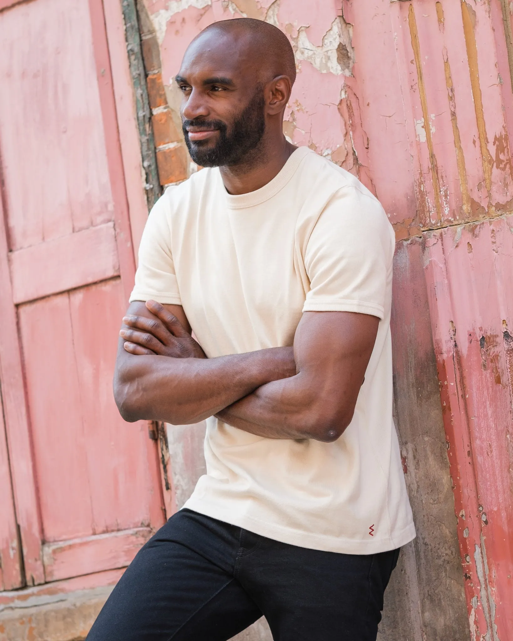 11oz Cotton Knit Crew Neck T-Shirt - Cream sold by Iron Heart product image thumbnail 4