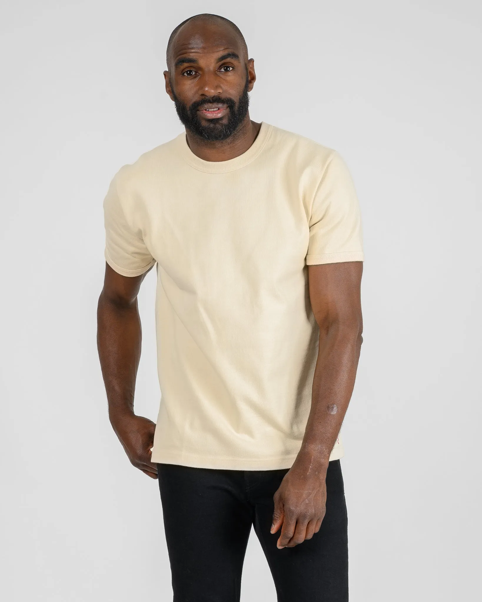 11oz Cotton Knit Crew Neck T-Shirt - Cream sold by Iron Heart product image thumbnail 2
