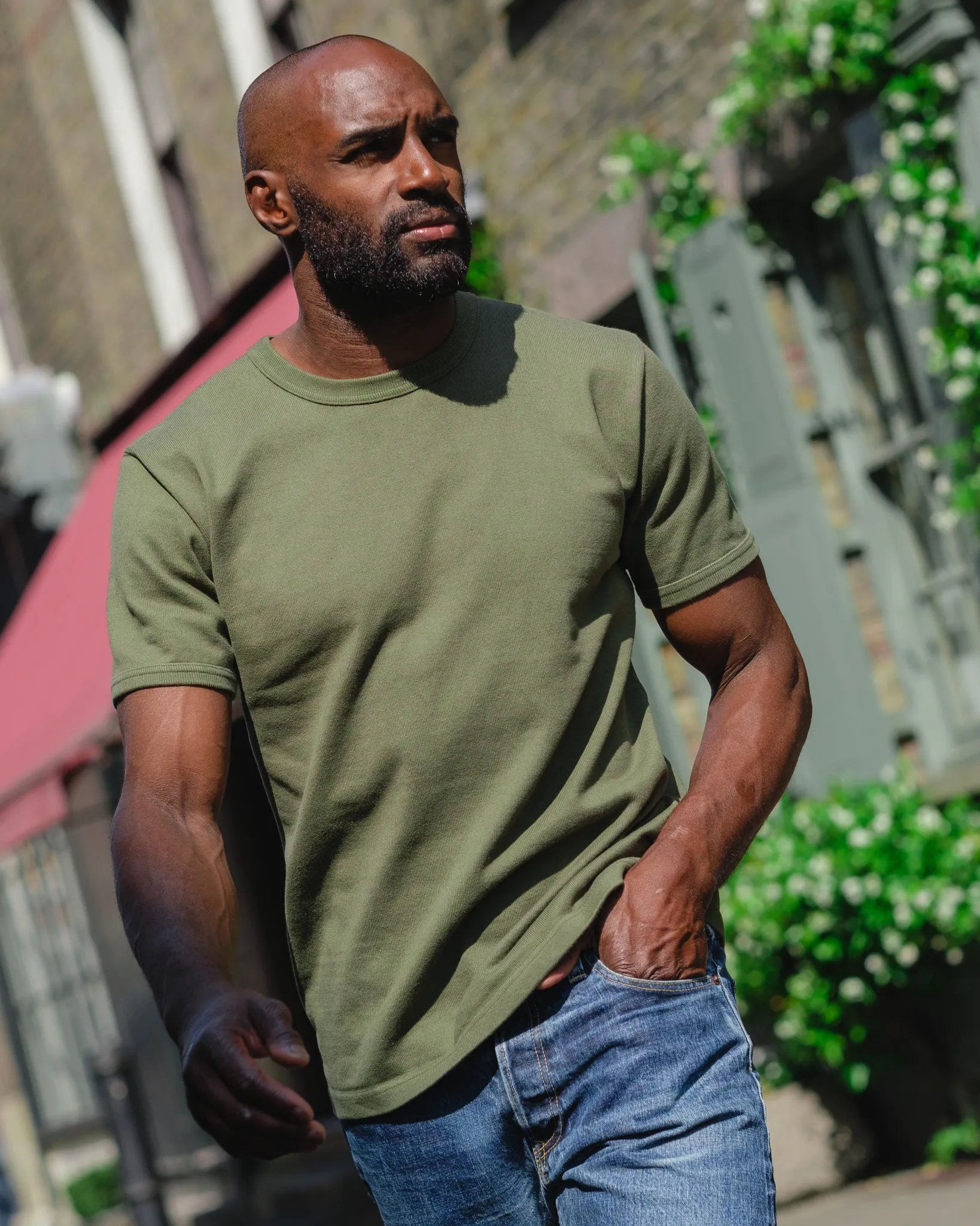 11oz Cotton Knit Crew Neck T-Shirt - Olive sold by Iron Heart product image thumbnail 4