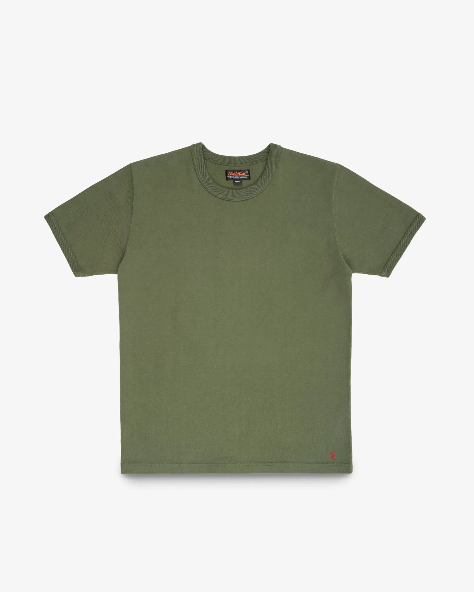 11oz Cotton Knit Crew Neck T-Shirt - Olive sold by Iron Heart