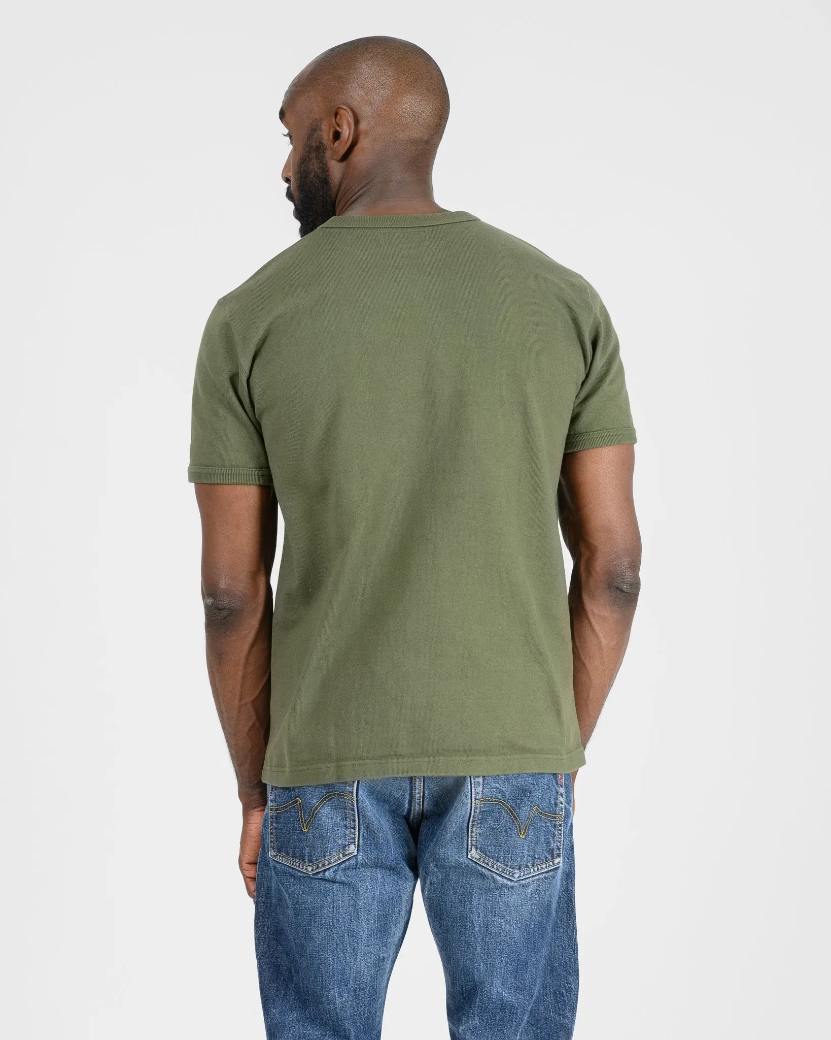 11oz Cotton Knit Crew Neck T-Shirt - Olive sold by Iron Heart product image thumbnail 3