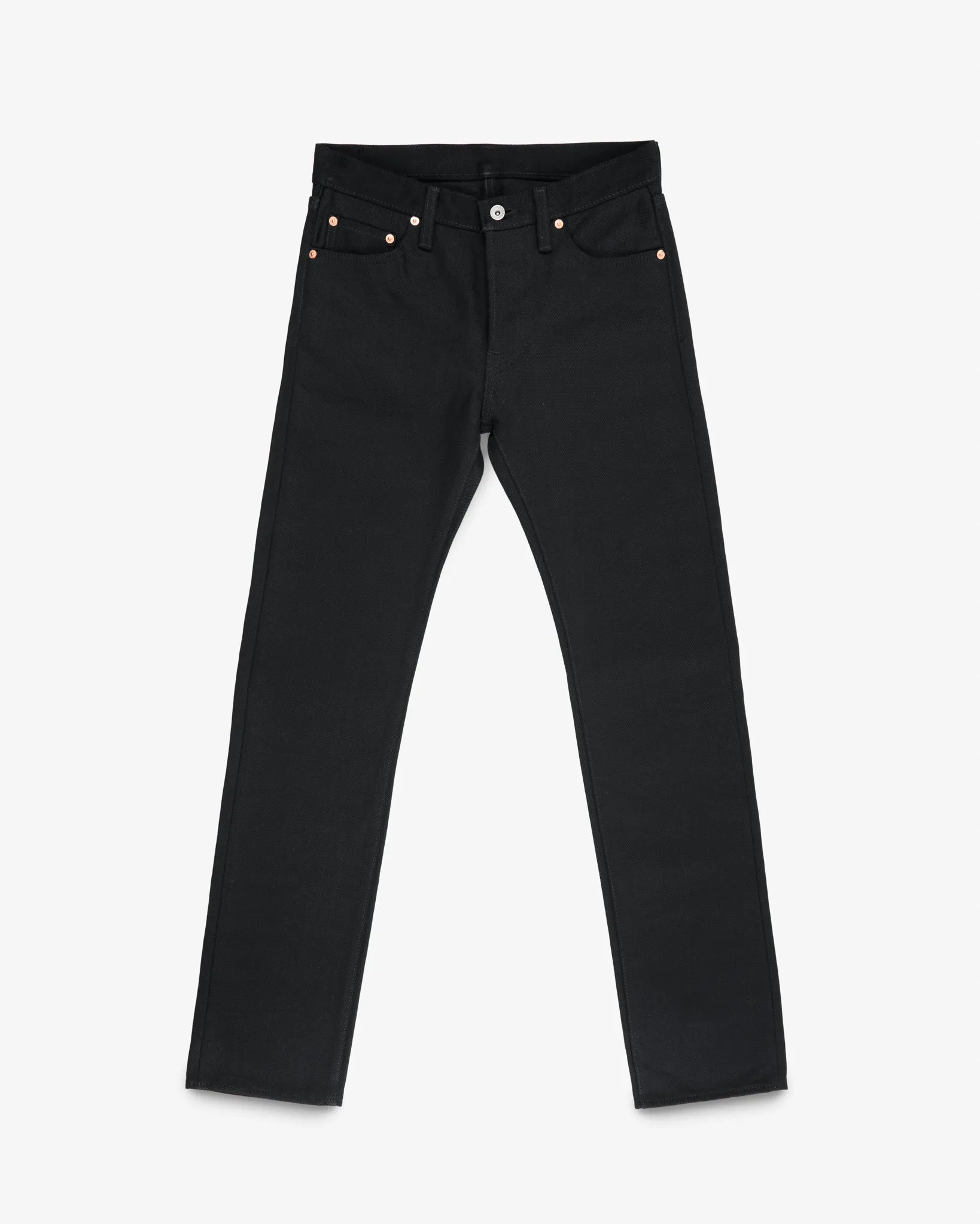 21oz Selvedge Denim Slim Straight Cut - Superblack Non-Fade sold by Iron Heart