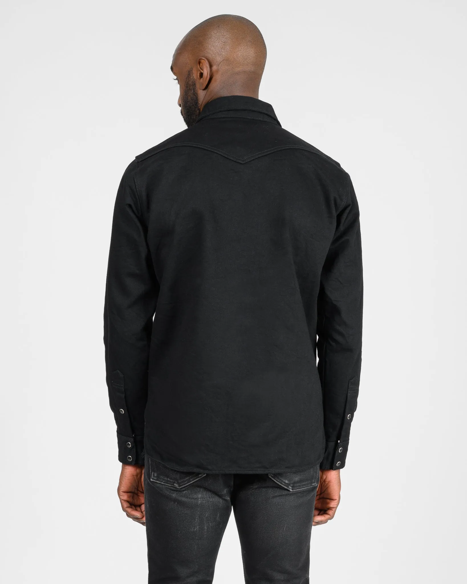 14oz Selvedge Denim Western Shirt - Black/Black sold by Iron Heart product image thumbnail 3
