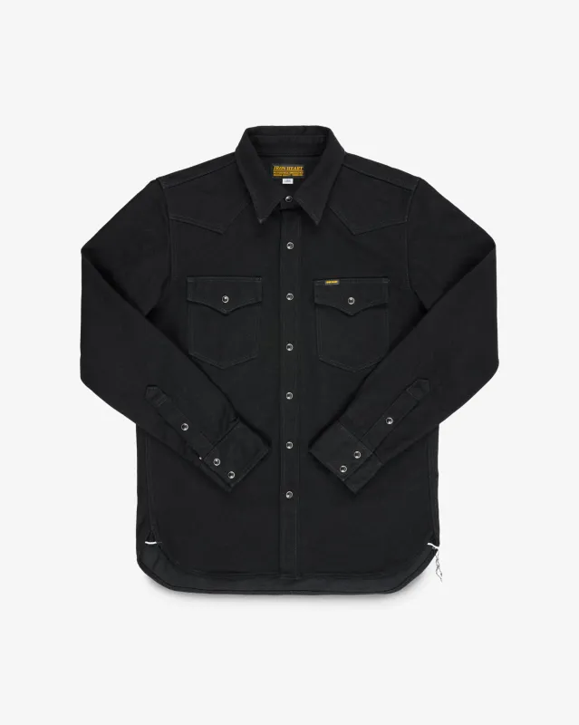 14oz Selvedge Denim Western Shirt - Black/Black sold by Iron Heart