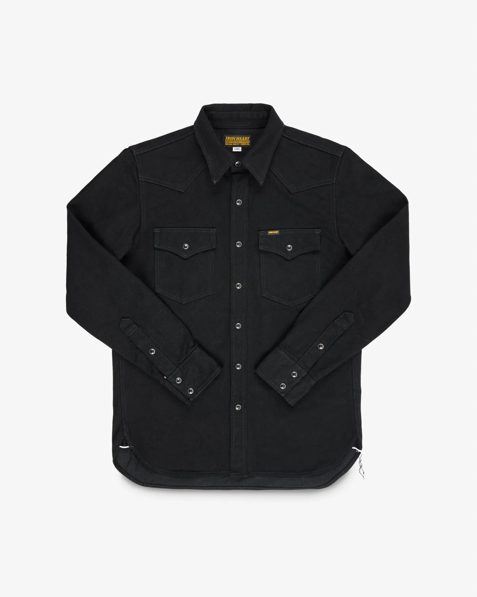 14oz Selvedge Denim Western Shirt - Black/Black sold by Iron Heart