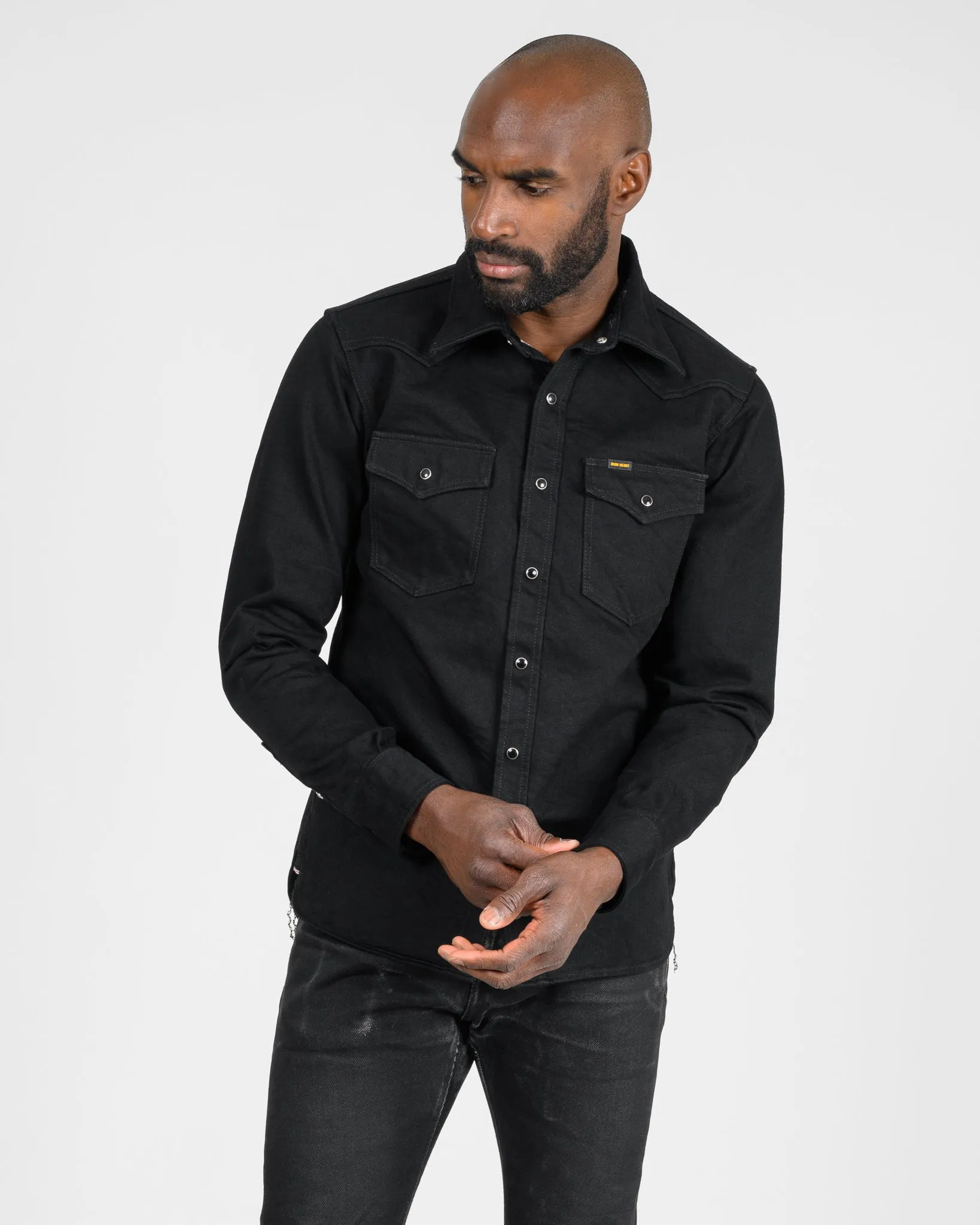 14oz Selvedge Denim Western Shirt - Black/Black sold by Iron Heart product image thumbnail 2