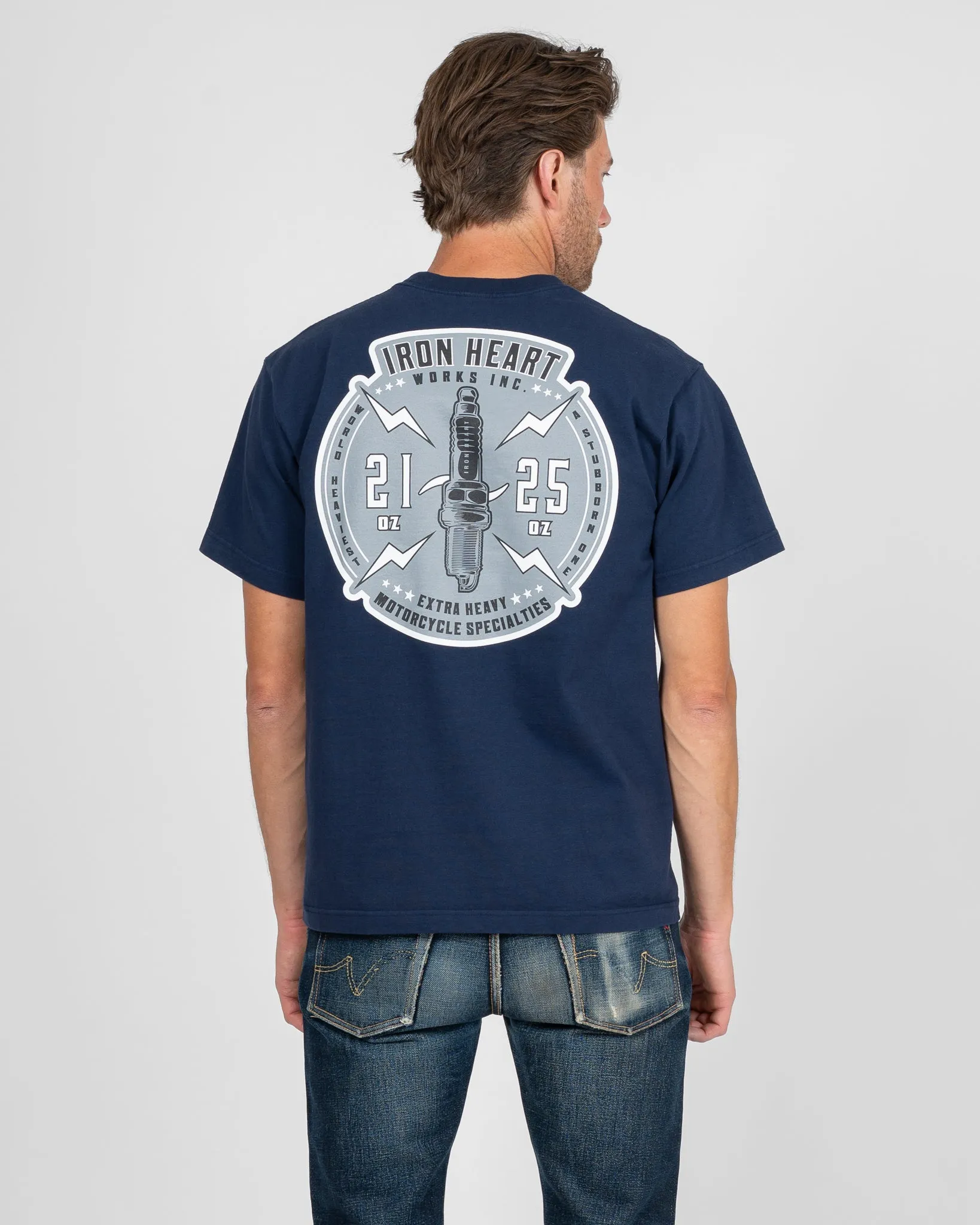 7.5oz Printed Loopwheel Crew Neck T-Shirt - Navy Blue sold by Iron Heart product image thumbnail 2