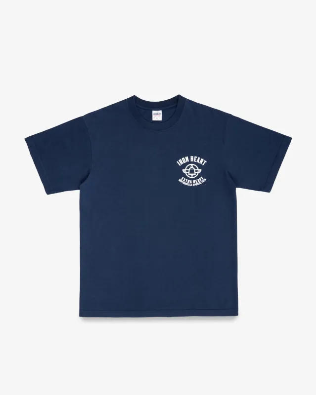 7.5oz Printed Loopwheel Crew Neck T-Shirt - Navy Blue sold by Iron Heart