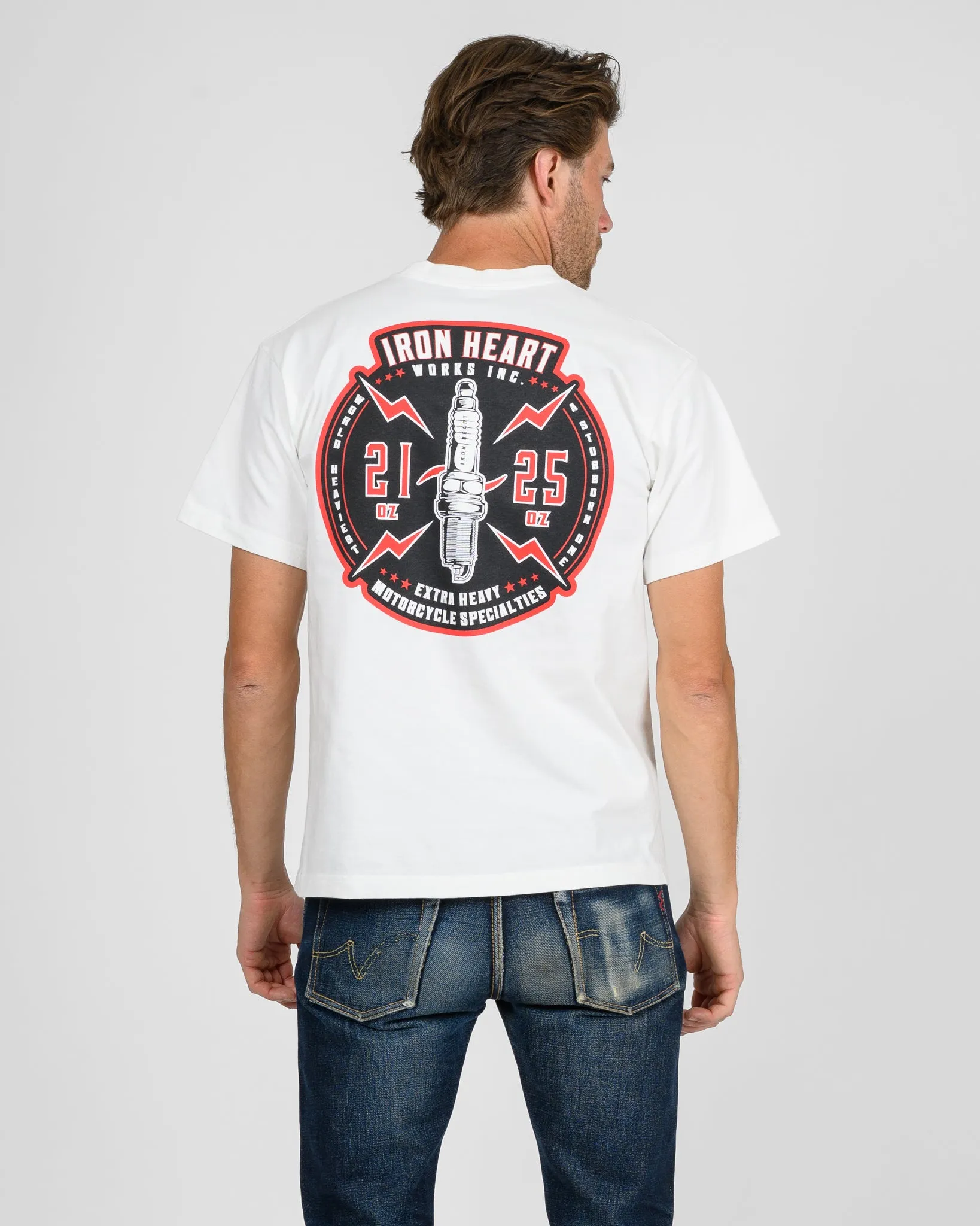 7.5oz Printed Loopwheel Crew Neck T-Shirt - White sold by Iron Heart product image thumbnail 2