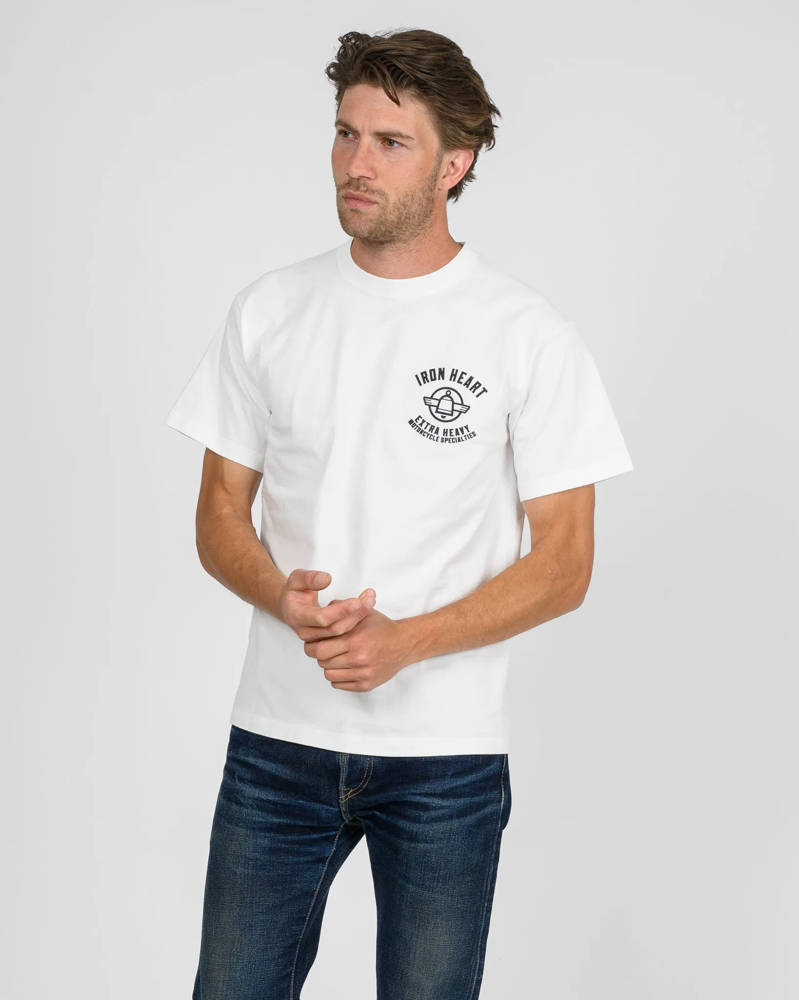 7.5oz Printed Loopwheel Crew Neck T-Shirt - White sold by Iron Heart product image thumbnail 3