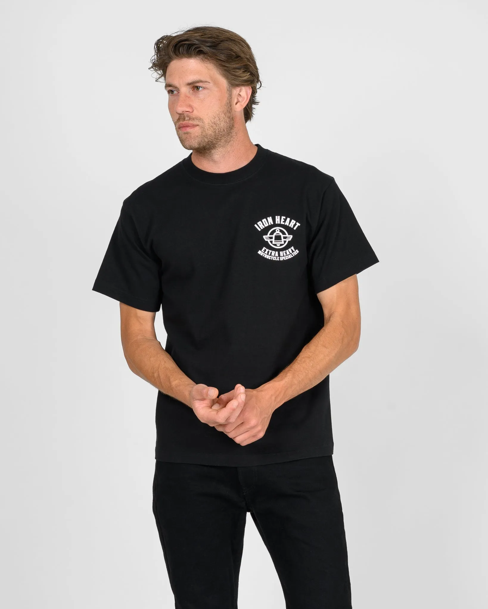 7.5oz Printed Loopwheel Crew Neck T-Shirt - Black sold by Iron Heart product image thumbnail 3