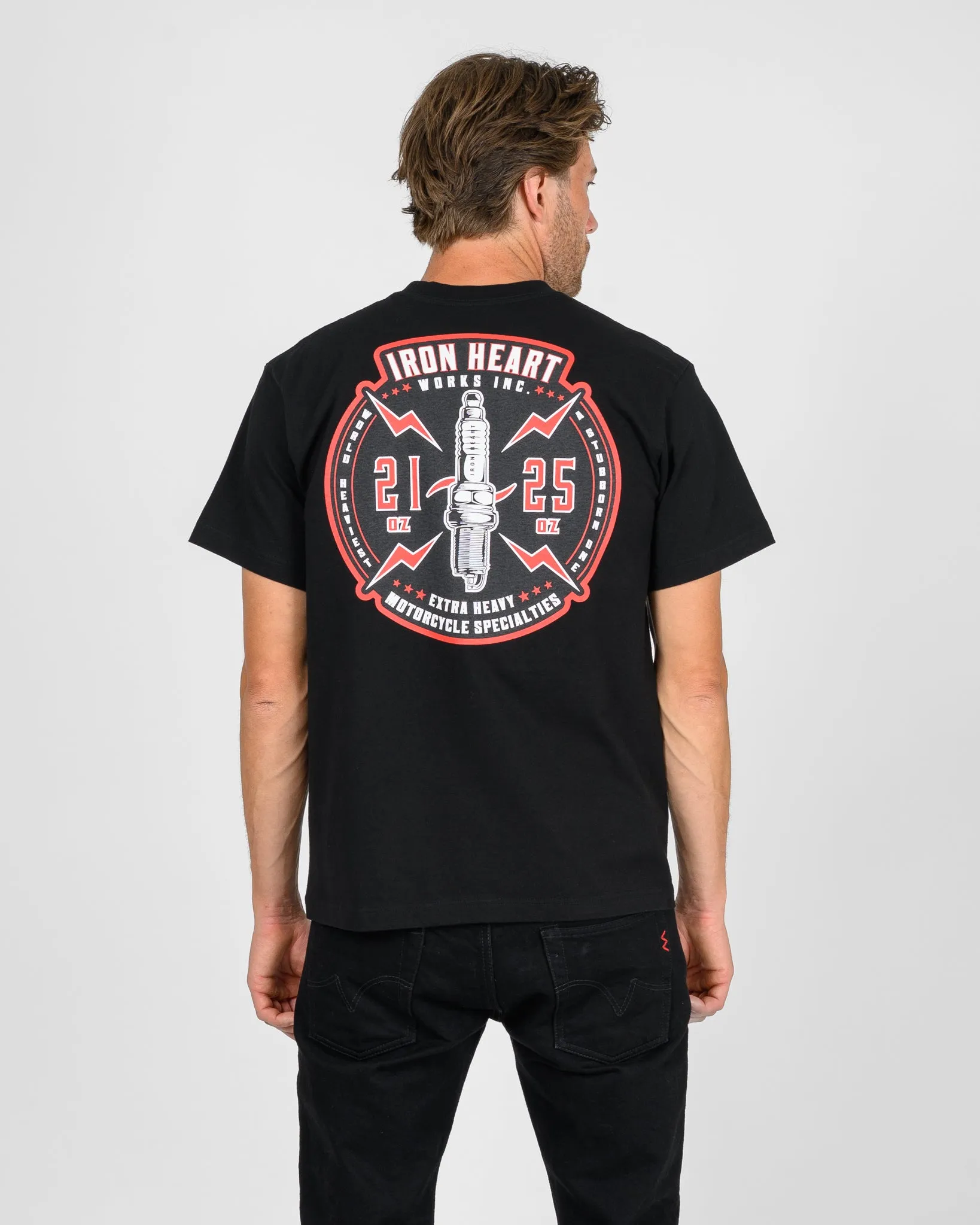 7.5oz Printed Loopwheel Crew Neck T-Shirt - Black sold by Iron Heart product image thumbnail 2