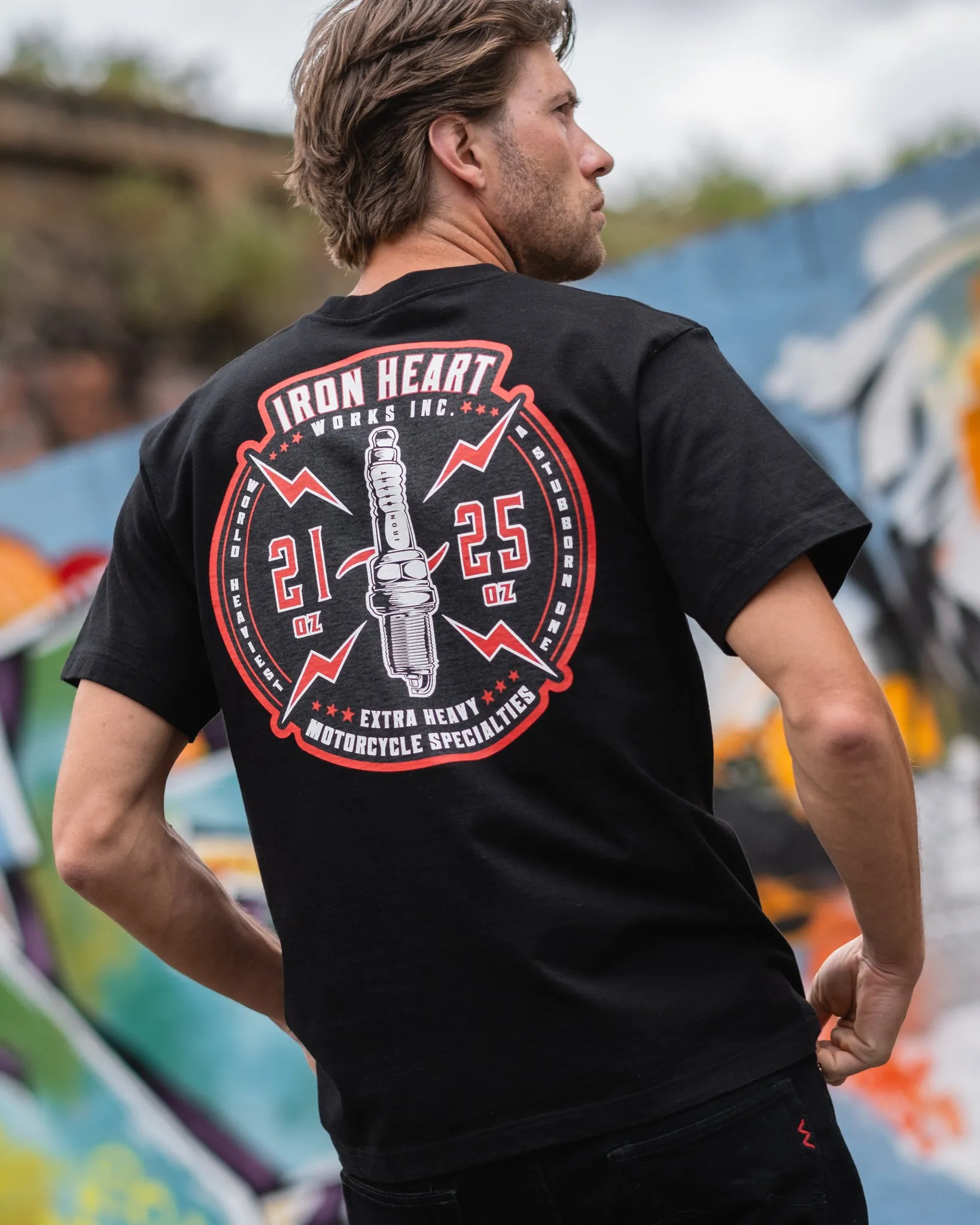 7.5oz Printed Loopwheel Crew Neck T-Shirt - Black sold by Iron Heart product image thumbnail 4