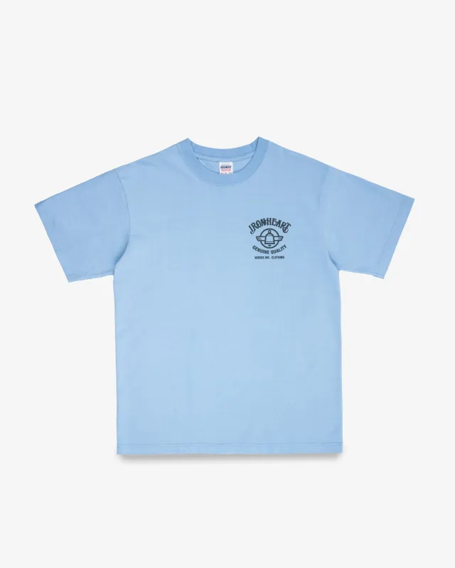 7.5oz Printed Loopwheel Crew Neck T-Shirt - Sax Blue sold by Iron Heart