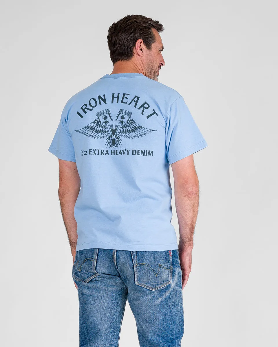 7.5oz Printed Loopwheel Crew Neck T-Shirt - Sax Blue sold by Iron Heart product image thumbnail 3