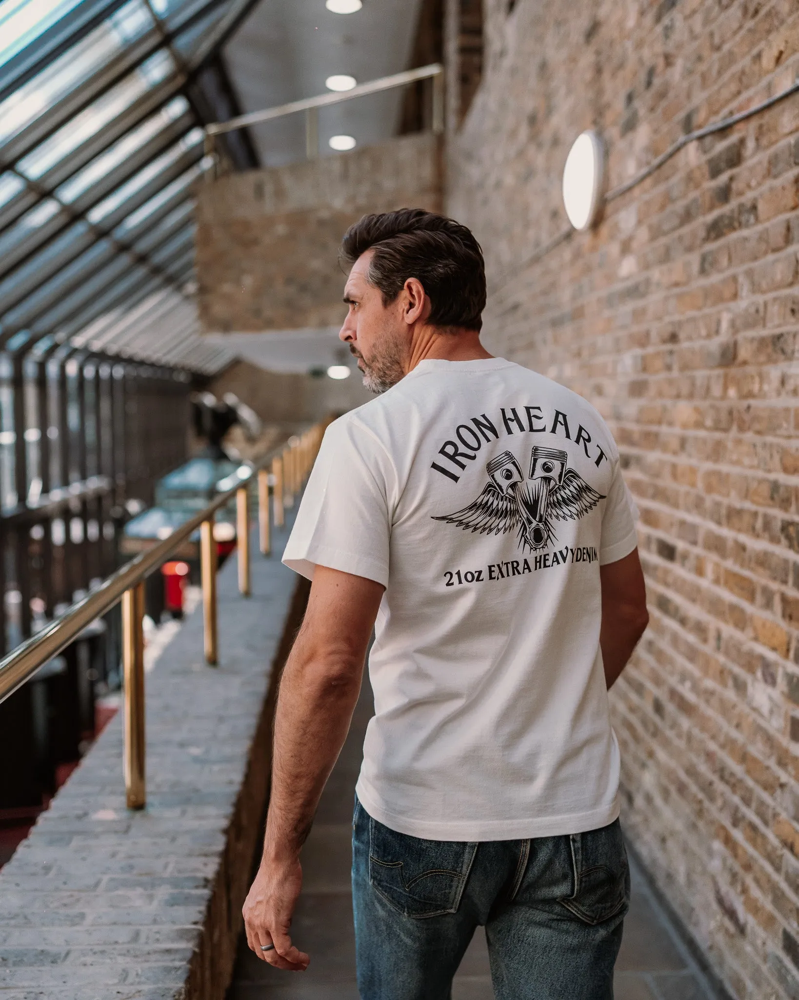 7.5oz Printed Loopwheel Crew Neck T-Shirt - White sold by Iron Heart product image thumbnail 4