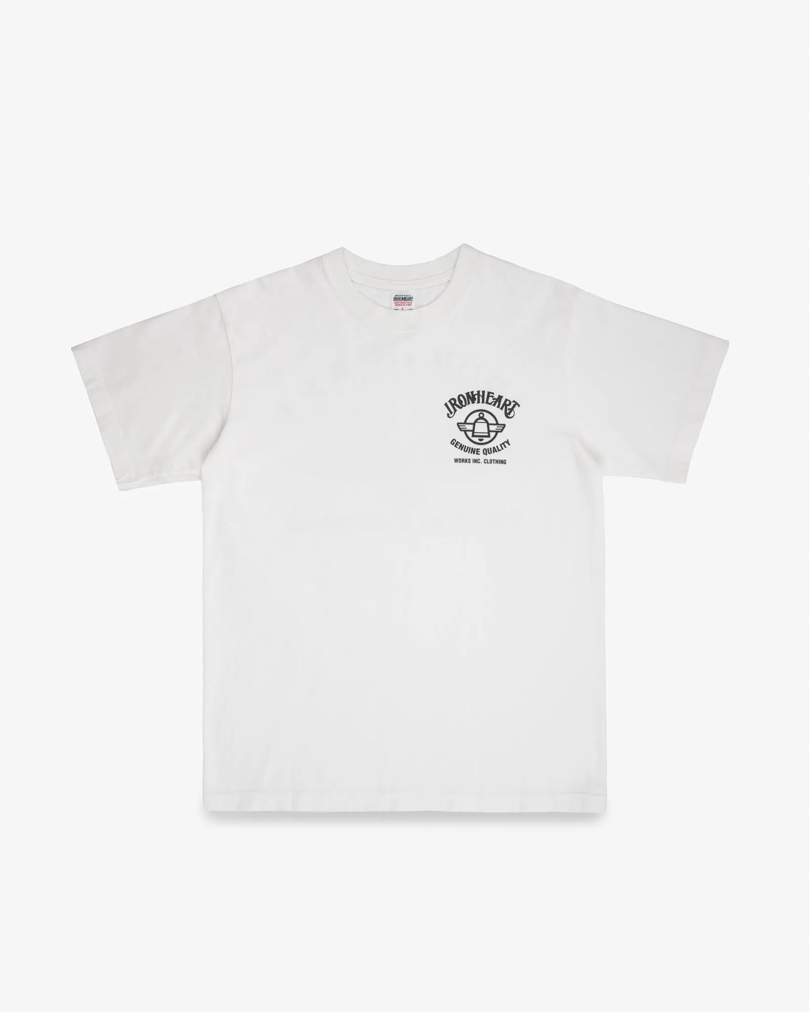 7.5oz Printed Loopwheel Crew Neck T-Shirt - White sold by Iron Heart