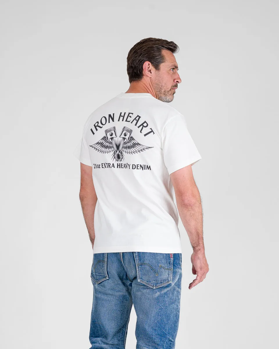 7.5oz Printed Loopwheel Crew Neck T-Shirt - White sold by Iron Heart product image thumbnail 2