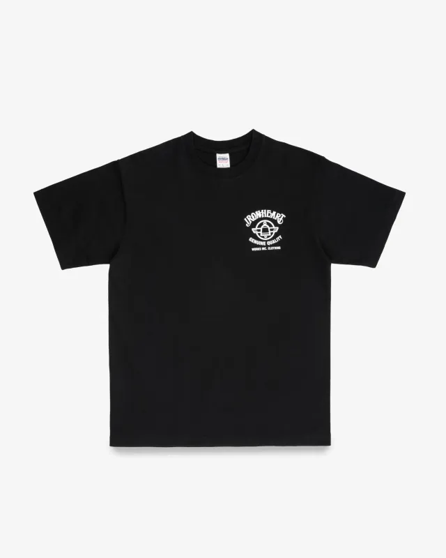 7.5oz Printed Loopwheel Crew Neck T-Shirt - Black sold by Iron Heart