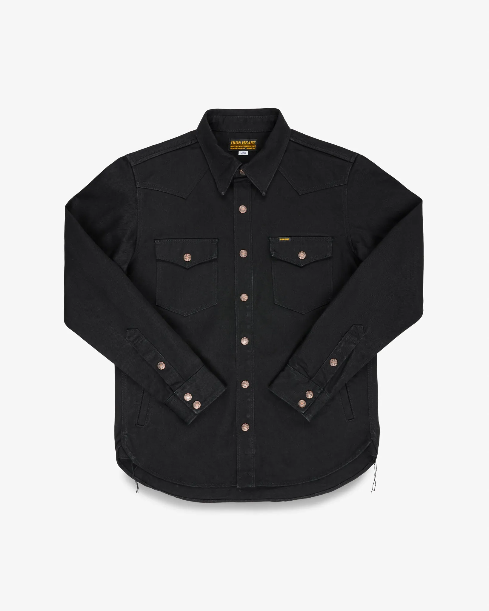 16oz Non-Selvedge Denim CPO Shirt - Superblack (Fades To Grey) sold by Iron Heart
