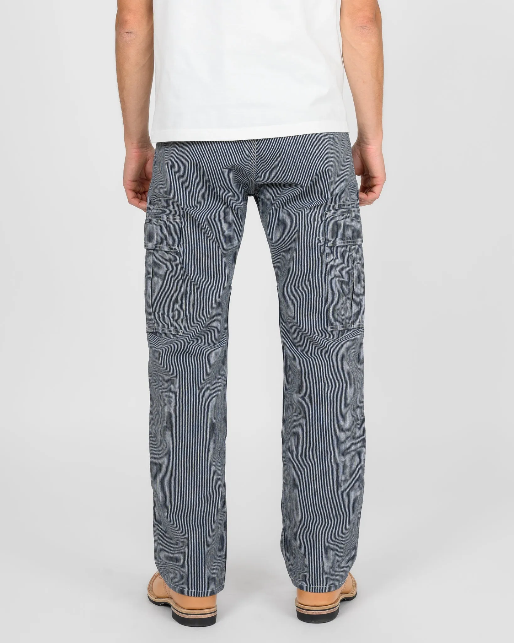 10.5oz Narrow Stripe Hickory Cargo Pants - Indigo sold by Iron Heart product image thumbnail 3