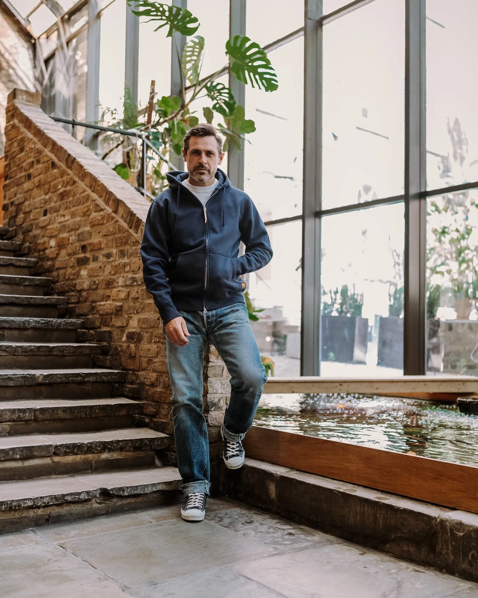 14oz Ultra Heavyweight Loopwheel Cotton Zip Up Hoodie - Navy sold by Iron Heart product image thumbnail 4