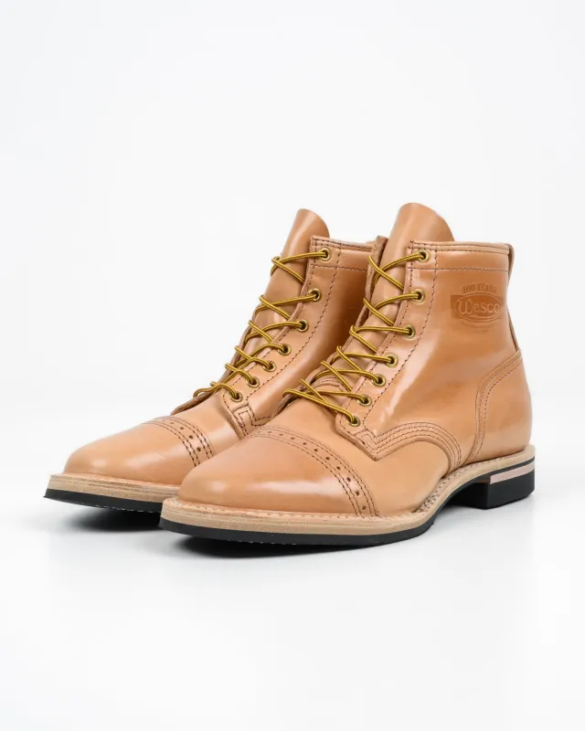 Iron Heart Int'l x Wesco® 7" Toe Cap Boot - The "Guildsman" - Natural Horsehide sold by Iron Heart
