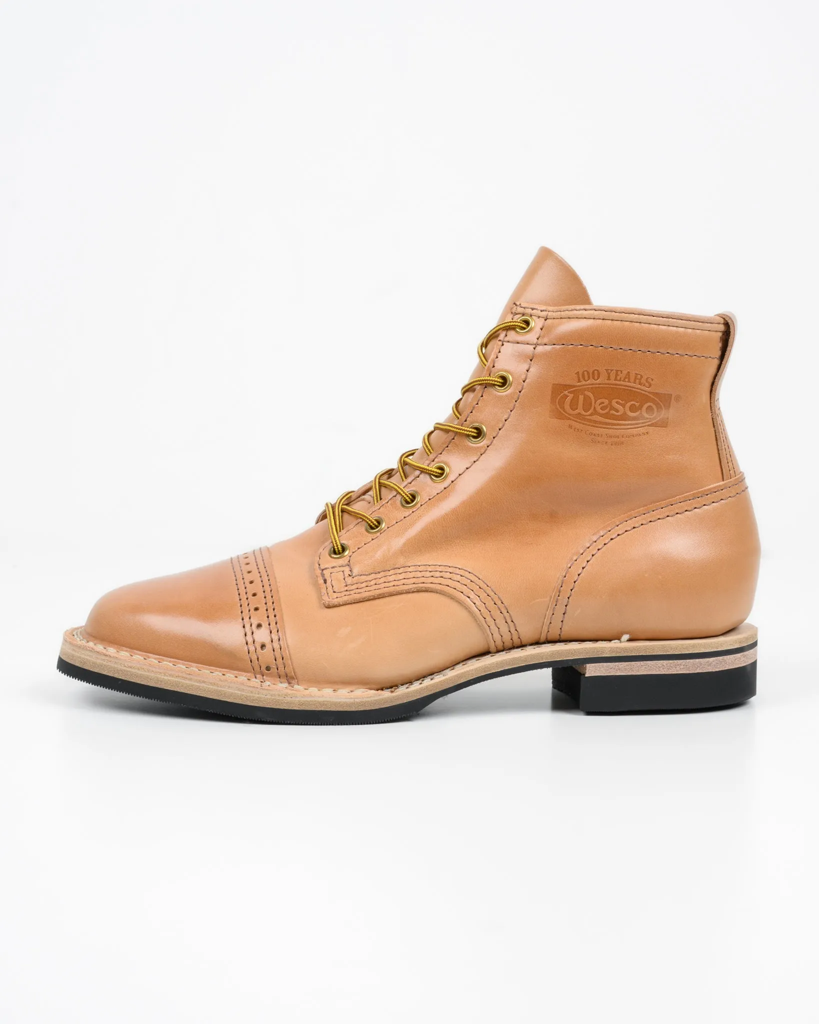 Iron Heart Int'l x Wesco® 7" Toe Cap Boot - The "Guildsman" - Natural Horsehide sold by Iron Heart product image thumbnail 4
