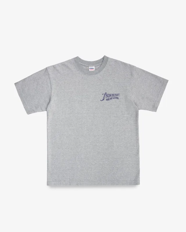 7.5oz Printed Loopwheel Crew Neck T-Shirt - Grey sold by Iron Heart