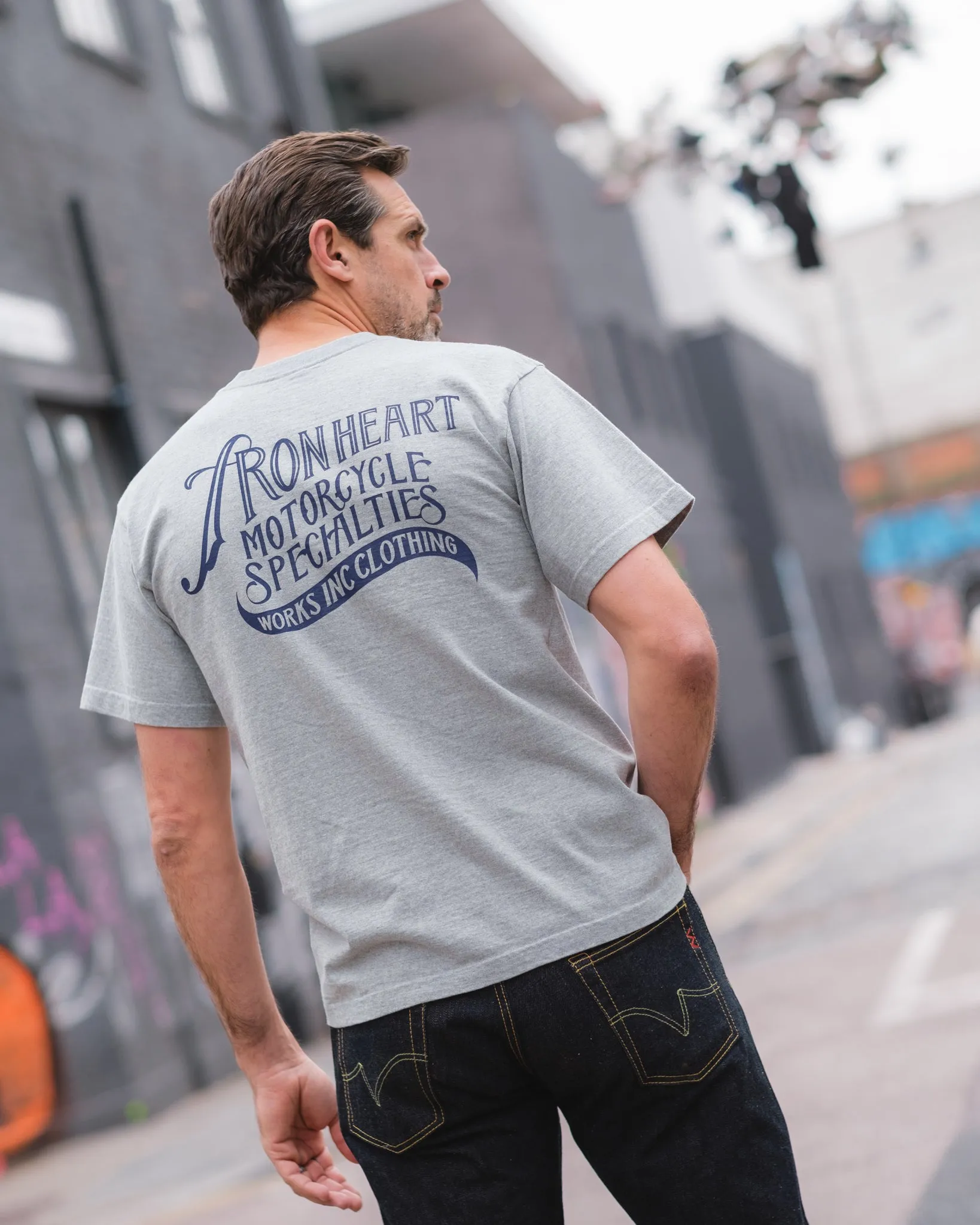 7.5oz Printed Loopwheel Crew Neck T-Shirt - Grey sold by Iron Heart product image thumbnail 4