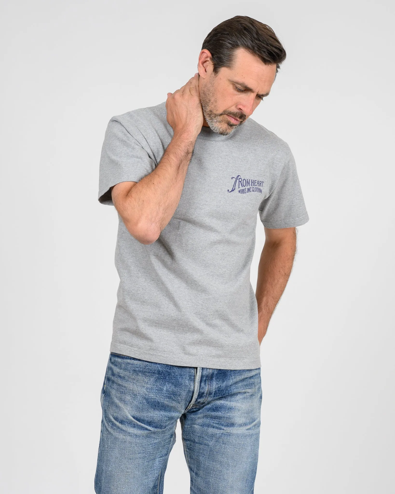 7.5oz Printed Loopwheel Crew Neck T-Shirt - Grey sold by Iron Heart product image thumbnail 3