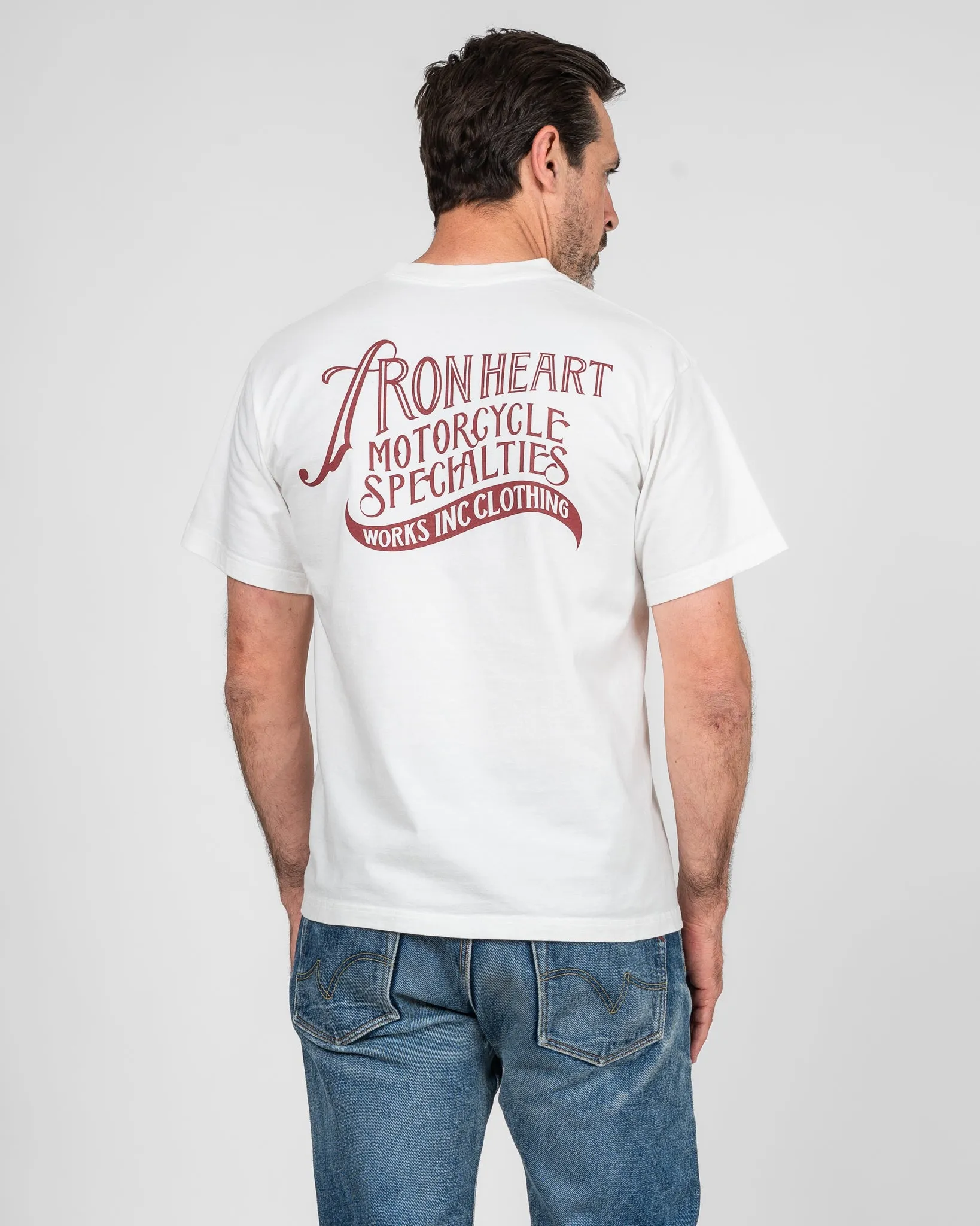 7.5oz Printed Loopwheel Crew Neck T-Shirt - White sold by Iron Heart product image thumbnail 2