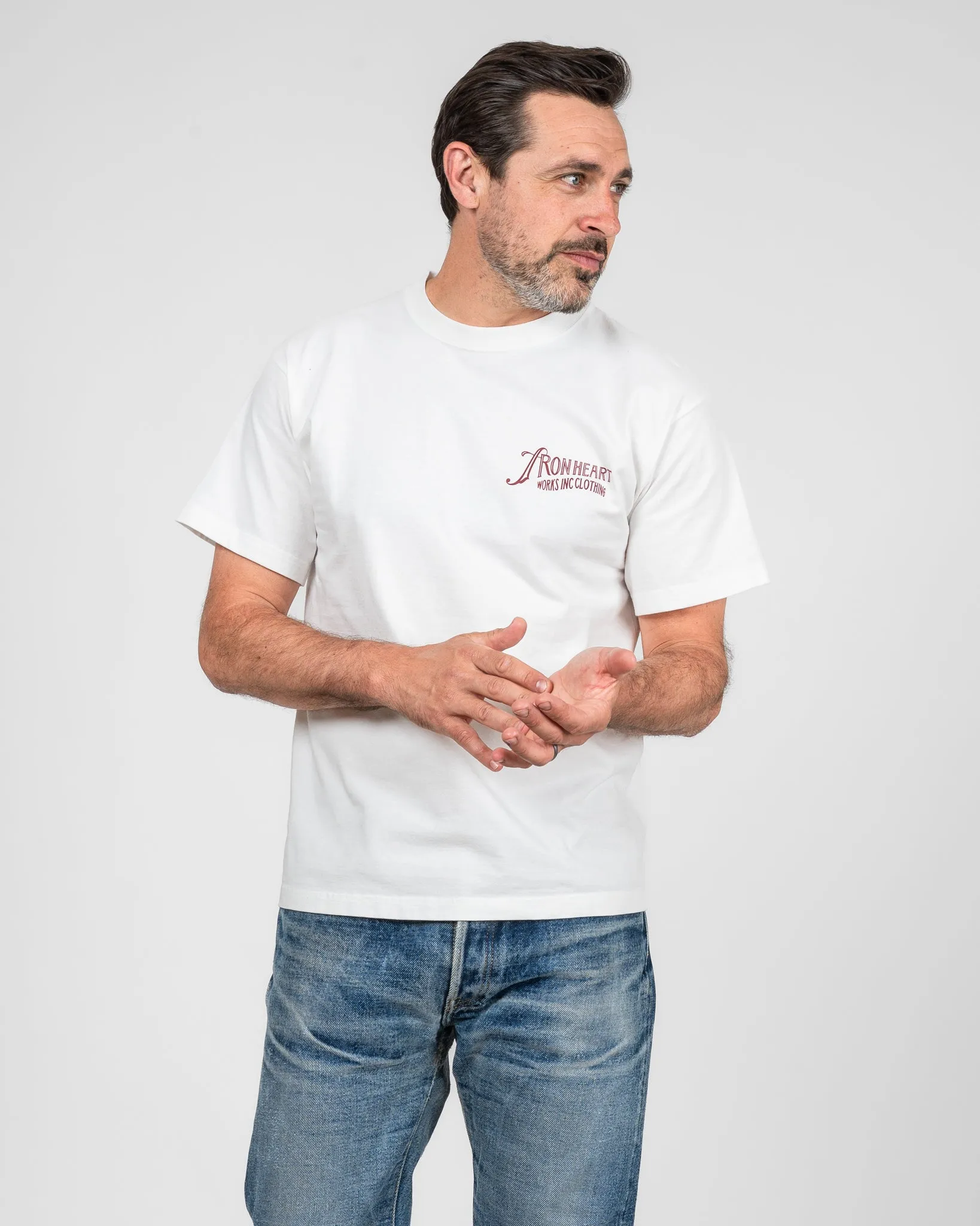 7.5oz Printed Loopwheel Crew Neck T-Shirt - White sold by Iron Heart product image thumbnail 3