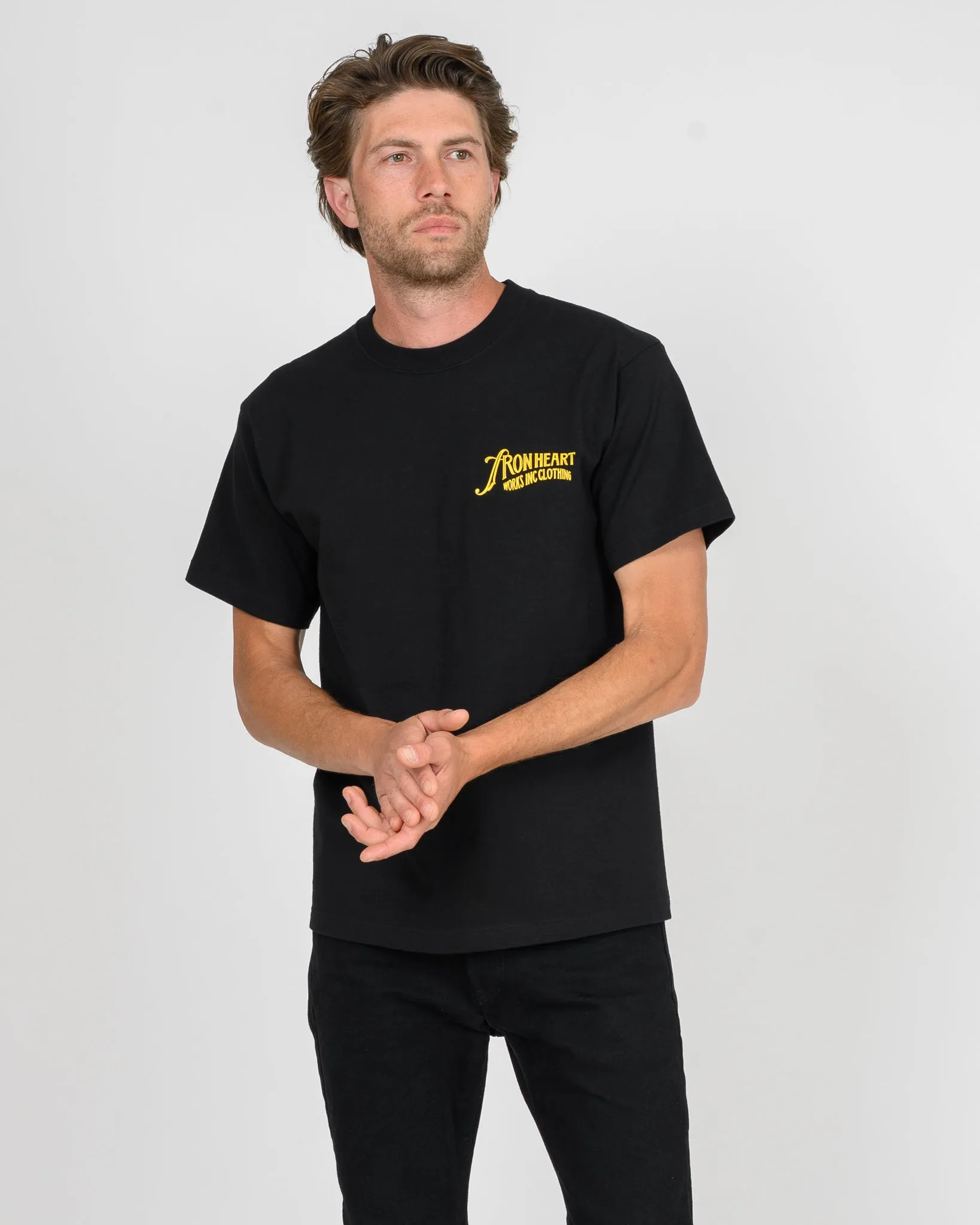 7.5oz Printed Loopwheel Crew Neck T-Shirt - Black sold by Iron Heart product image thumbnail 3