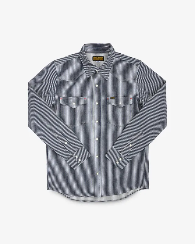 12oz Hickory Stripe Western Shirt - Indigo sold by Iron Heart