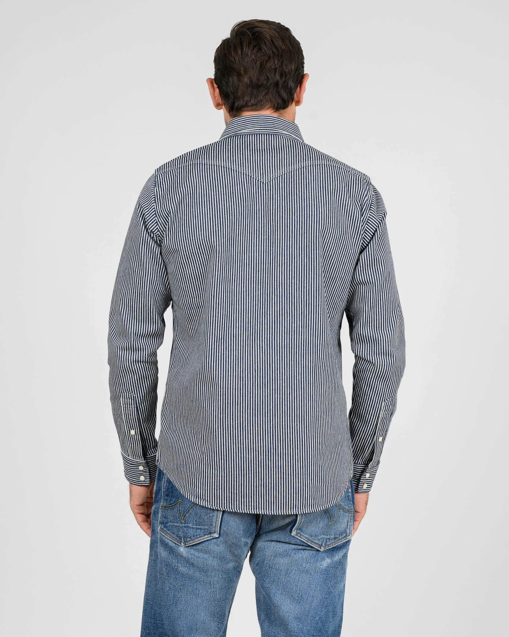 12oz Hickory Stripe Western Shirt - Indigo sold by Iron Heart product image thumbnail 3
