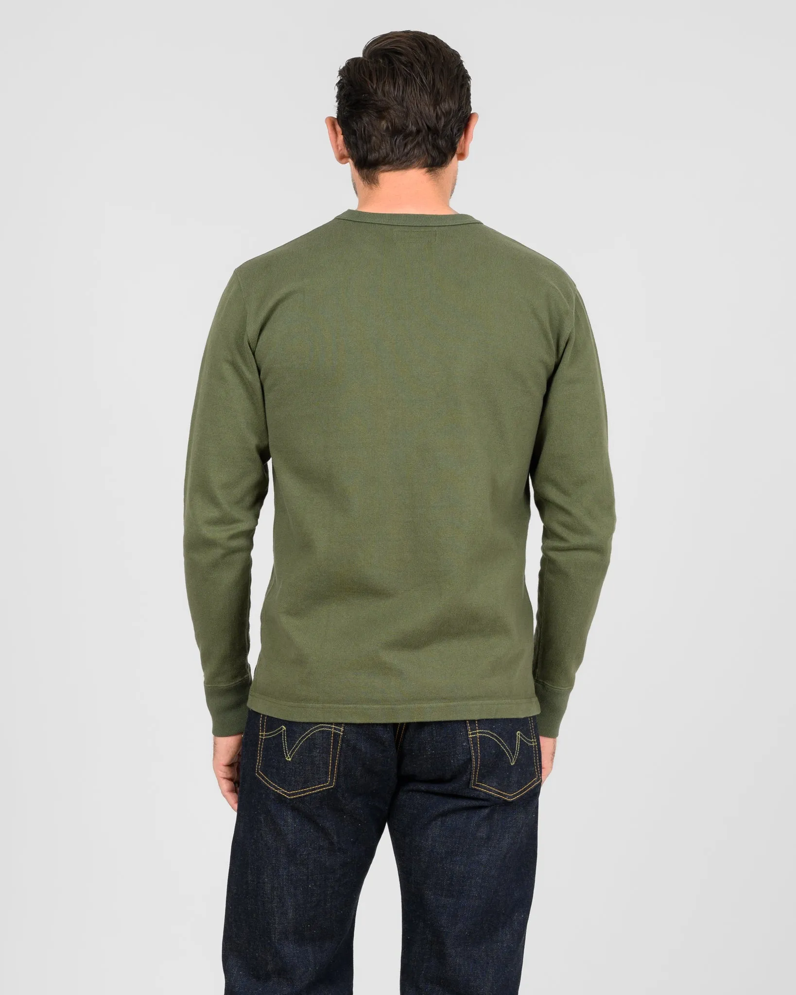 11oz Cotton Knit Long Sleeved Crew Neck Sweater - Olive sold by Iron Heart product image thumbnail 3