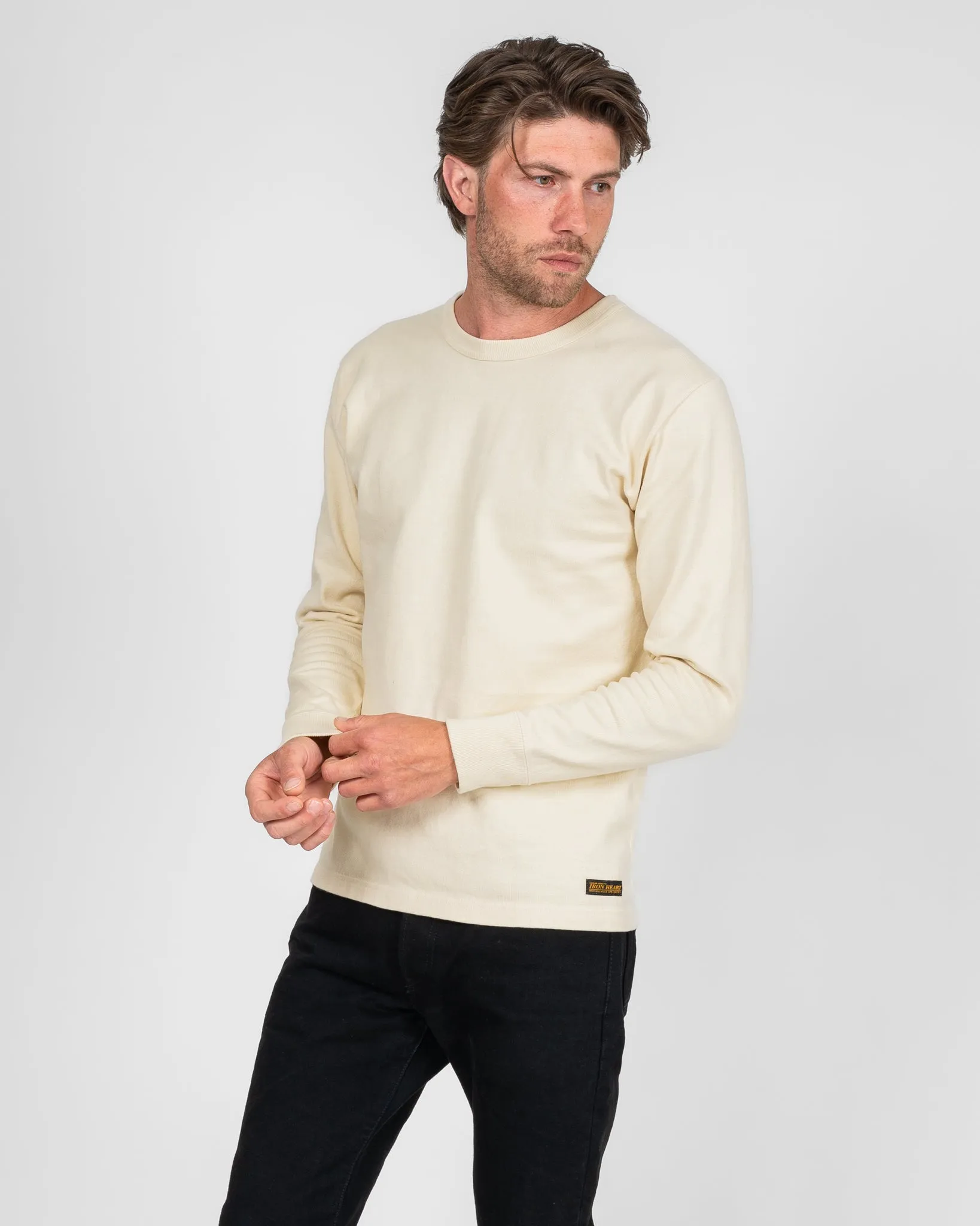 11oz Cotton Knit Long Sleeved Crew Neck Sweater - Cream sold by Iron Heart product image thumbnail 2