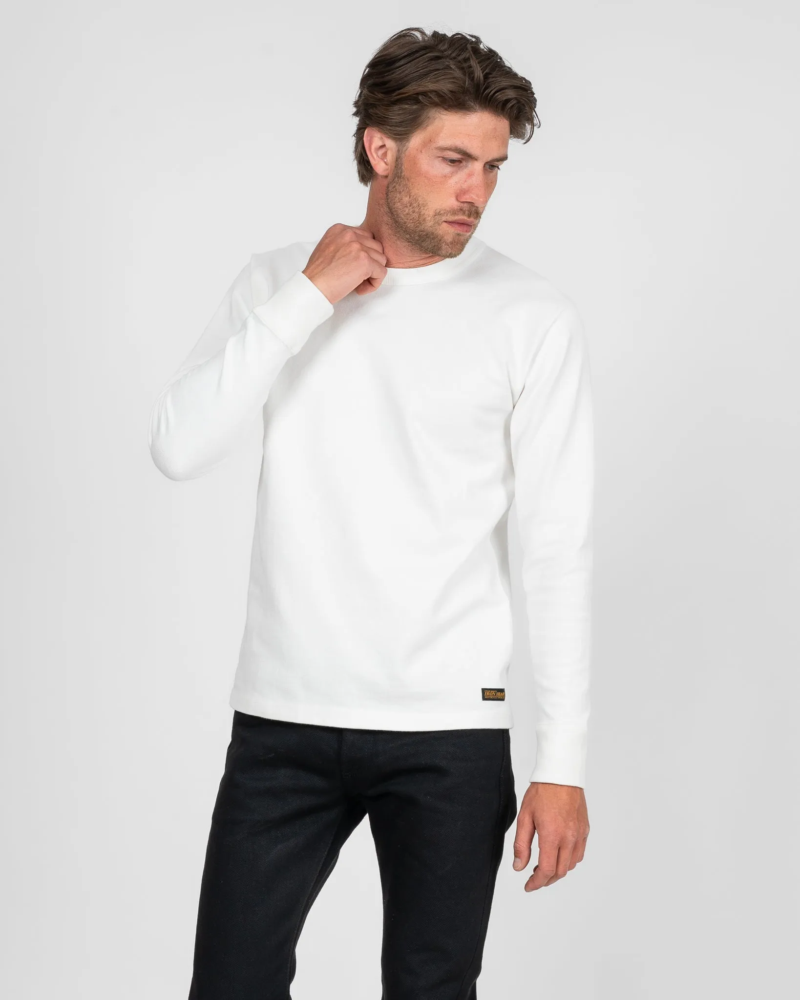 11oz Cotton Knit Long Sleeved Crew Neck Sweater - White sold by Iron Heart product image thumbnail 2
