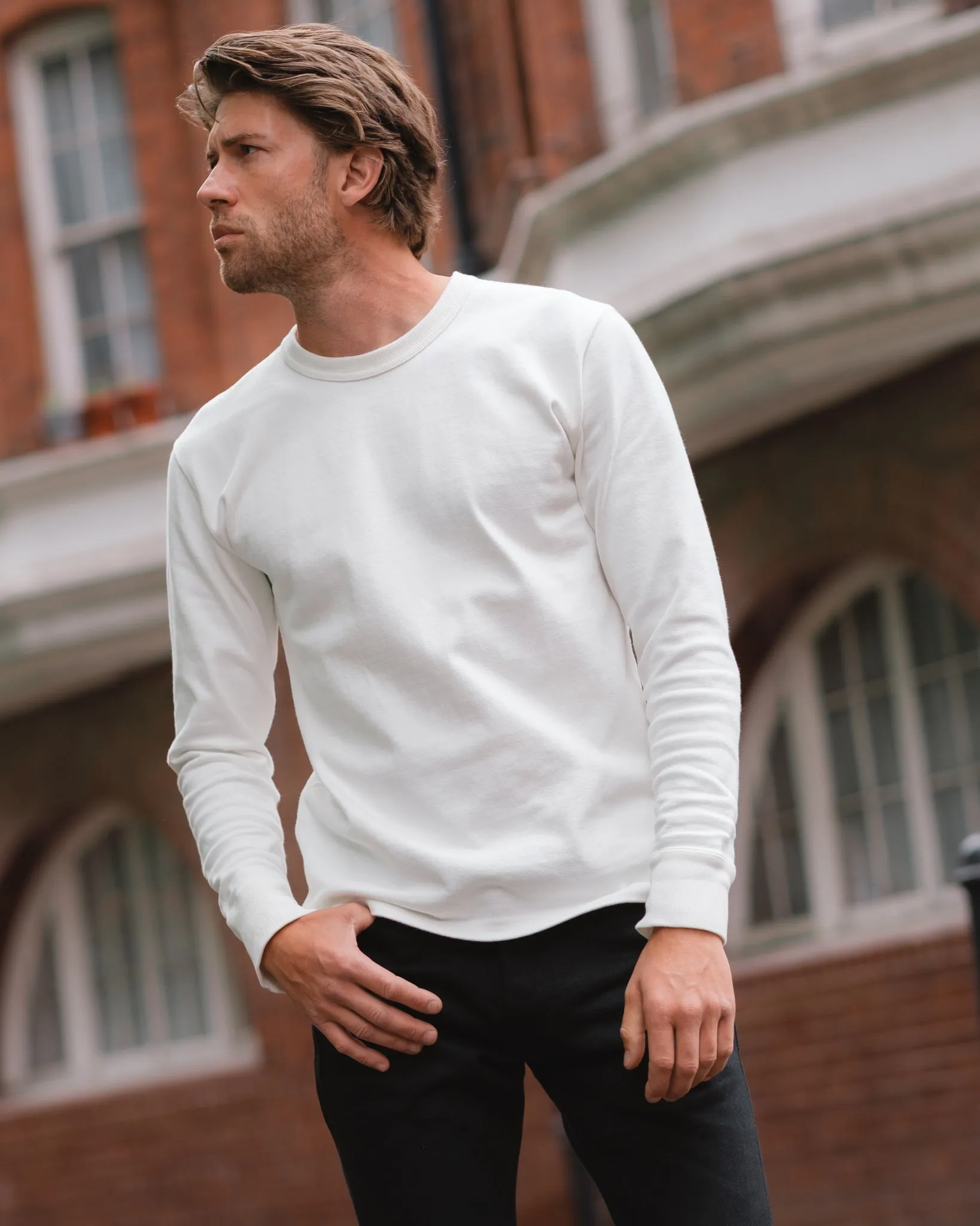 11oz Cotton Knit Long Sleeved Crew Neck Sweater - White sold by Iron Heart product image thumbnail 4
