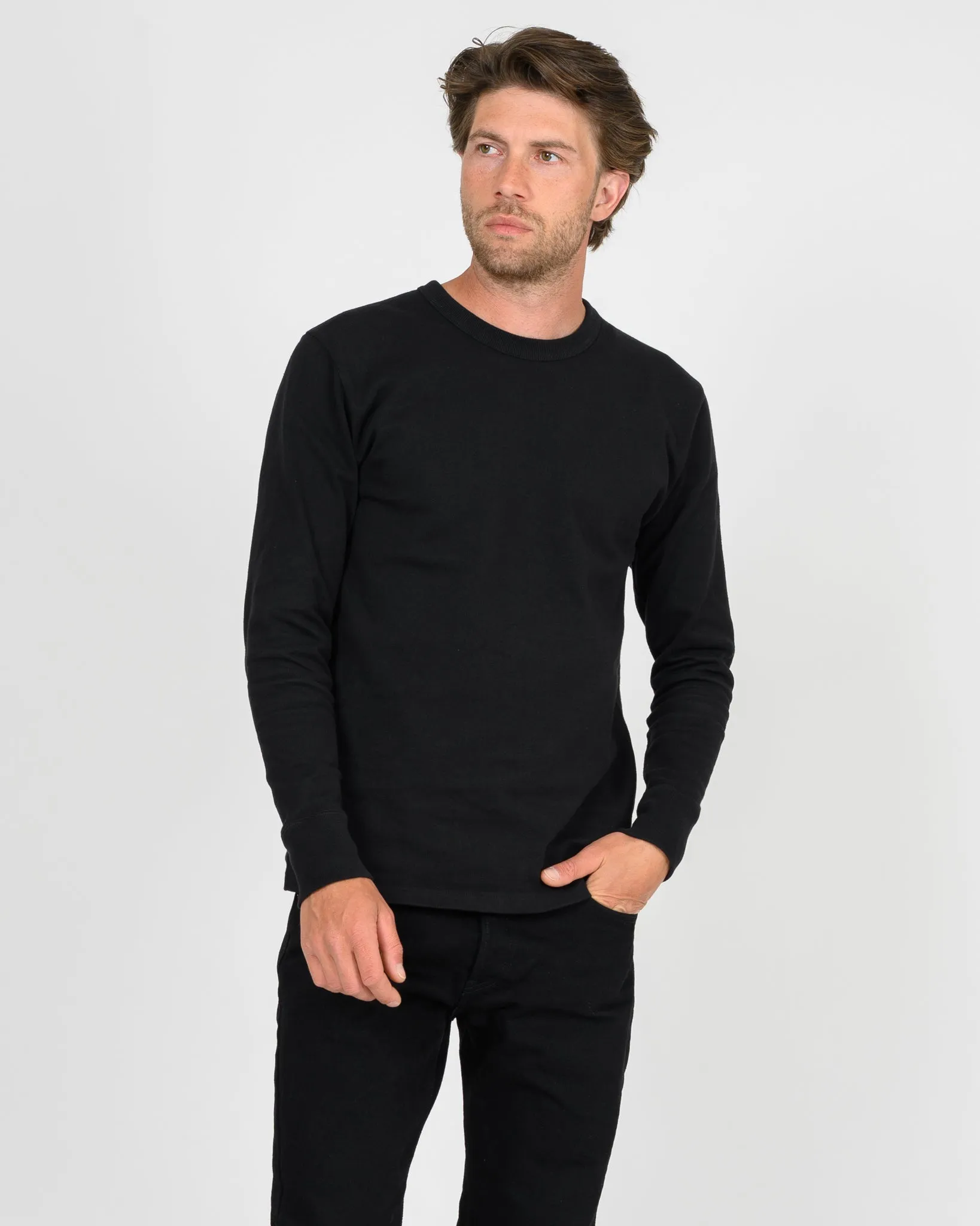 11oz Cotton Knit Long Sleeved Crew Neck Sweater - Black sold by Iron Heart product image thumbnail 2