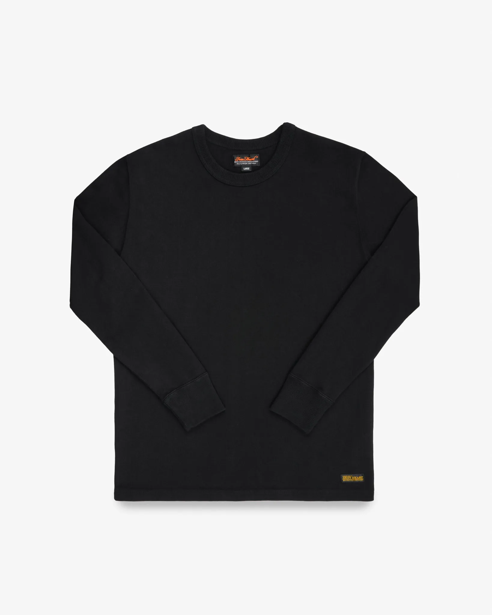 11oz Cotton Knit Long Sleeved Crew Neck Sweater - Black sold by Iron Heart