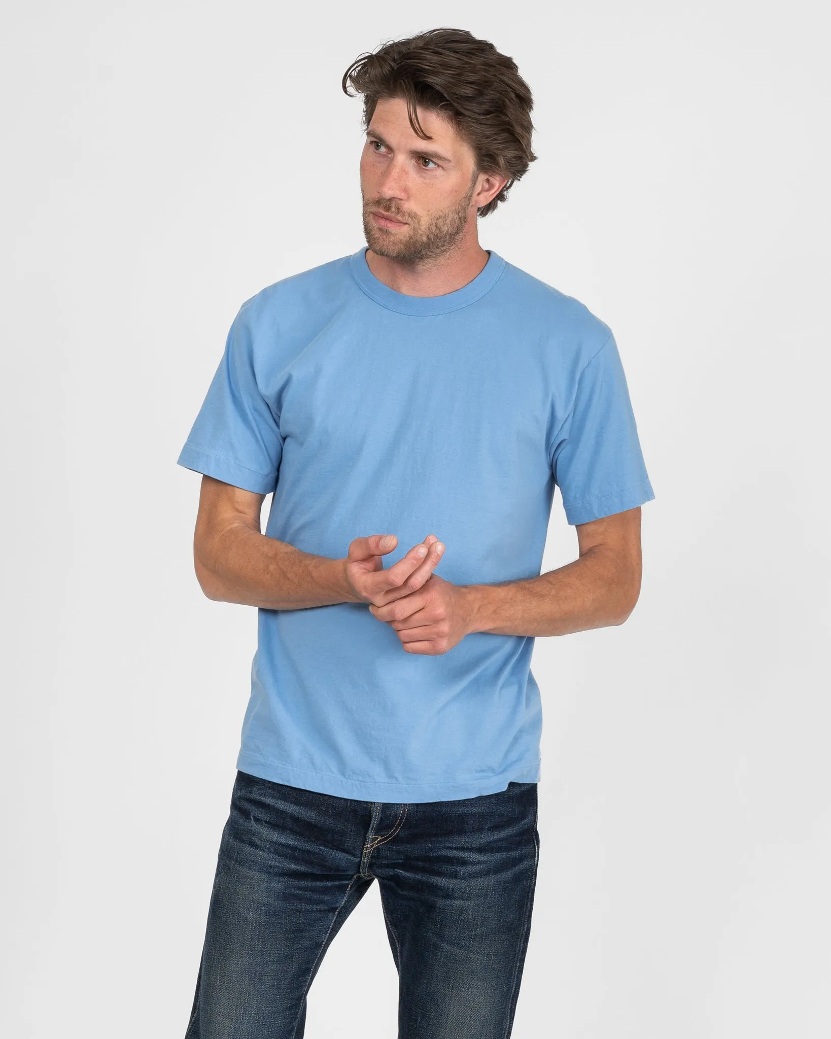 UTILITEES - 5.5oz Loopwheel Crew Neck T-Shirt - Light Blue sold by Iron Heart product image thumbnail 2