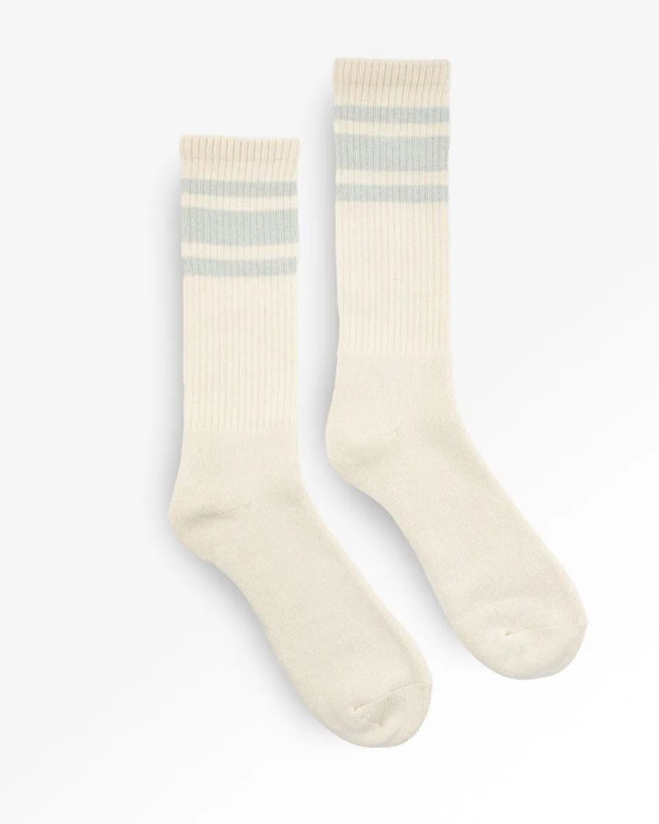 Decka Showatabé Organic '80s Skater Socks - Ecru x Blue sold by Iron Heart