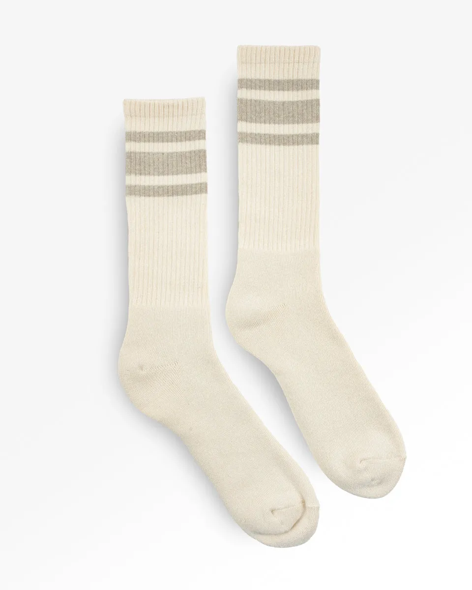 Decka Showatabé Organic '80s Skater Socks - Ecru x Grey sold by Iron Heart