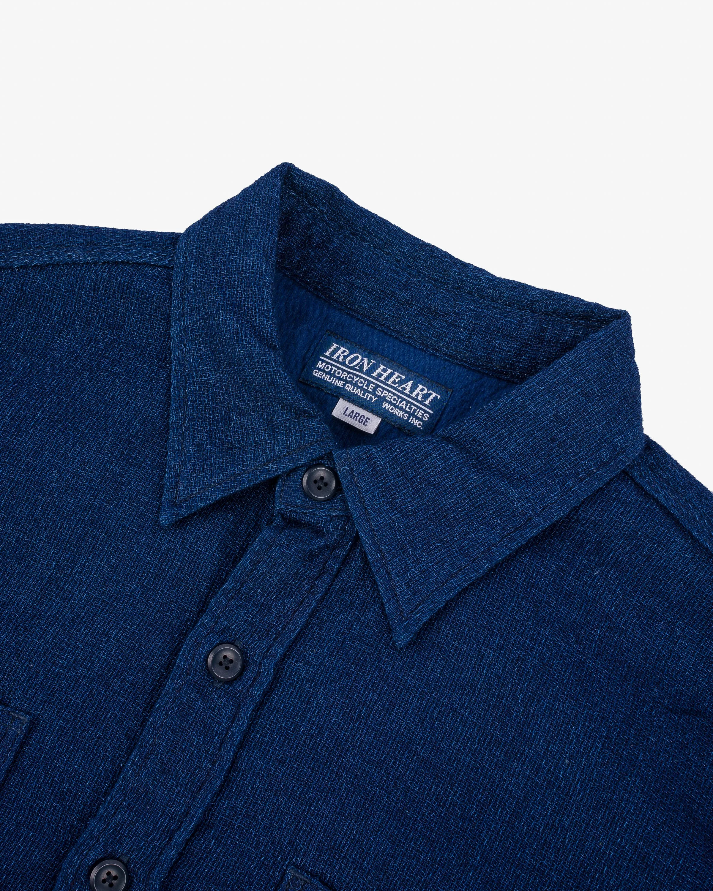 5oz Double Gauze Short Sleeved Work Shirt - Indigo (IHSH-417-IND) Size Large sold by Iron Heart product image thumbnail 3