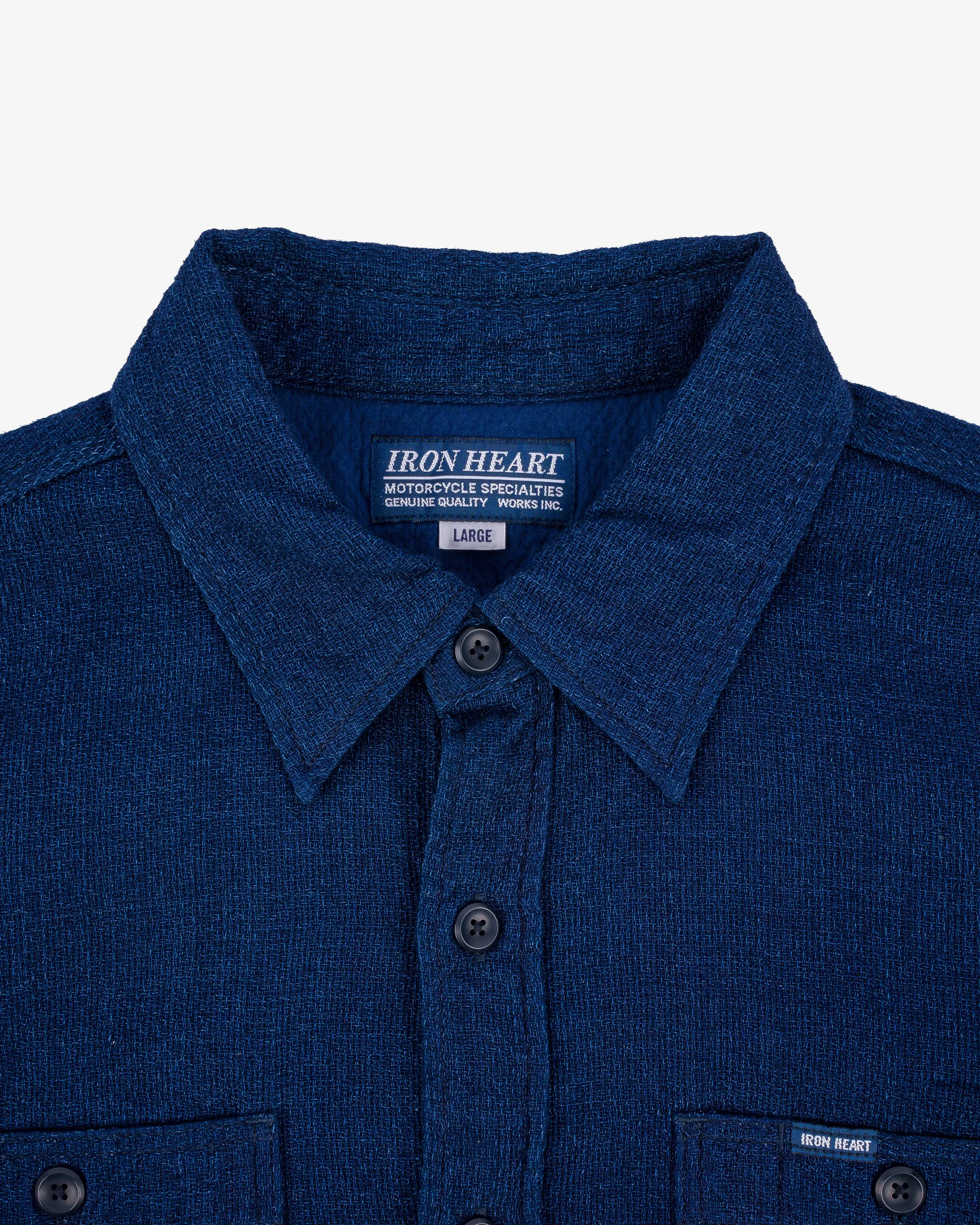 5oz Double Gauze Short Sleeved Work Shirt - Indigo (IHSH-417-IND) Size Large sold by Iron Heart product image thumbnail 4