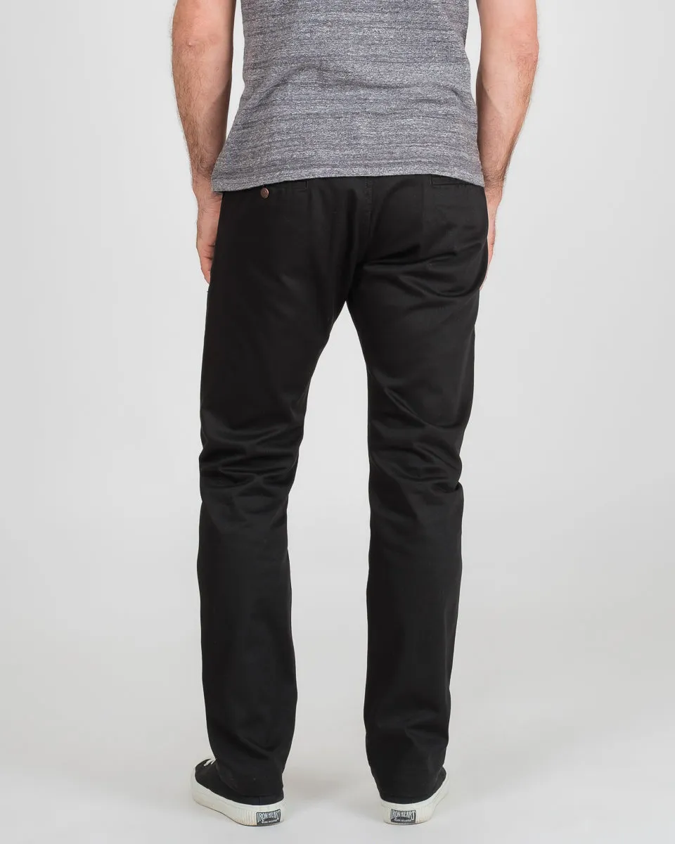 9oz Mercerised Selvedge Cotton Relaxed Tapered Cut Chinos - Black sold by Iron Heart product image thumbnail 3