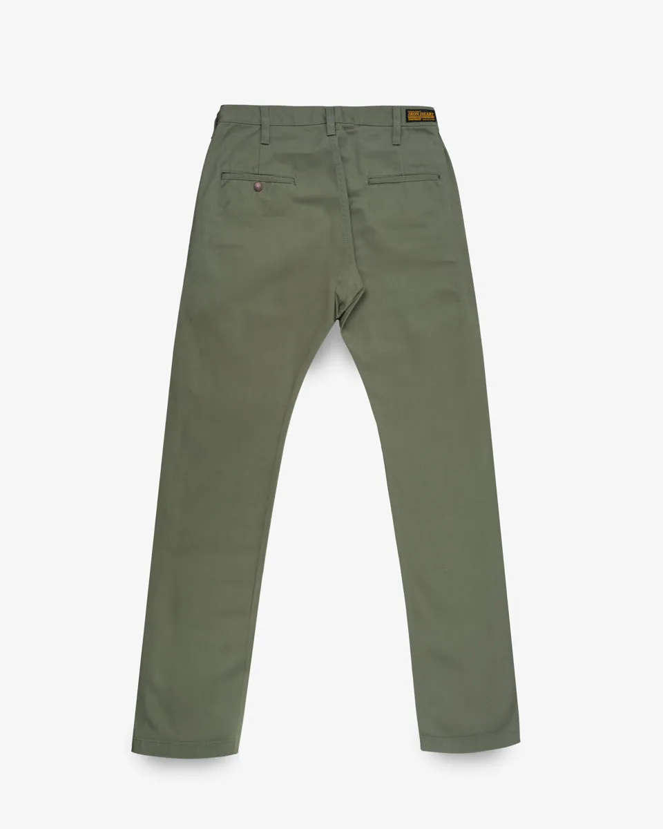 9oz Mercerised Selvedge Cotton Relaxed Tapered Cut Chinos - Olive sold by Iron Heart product image thumbnail 5